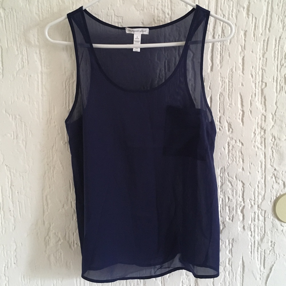 Ambiance Apparel Sheer Blue Tank Top Size Small